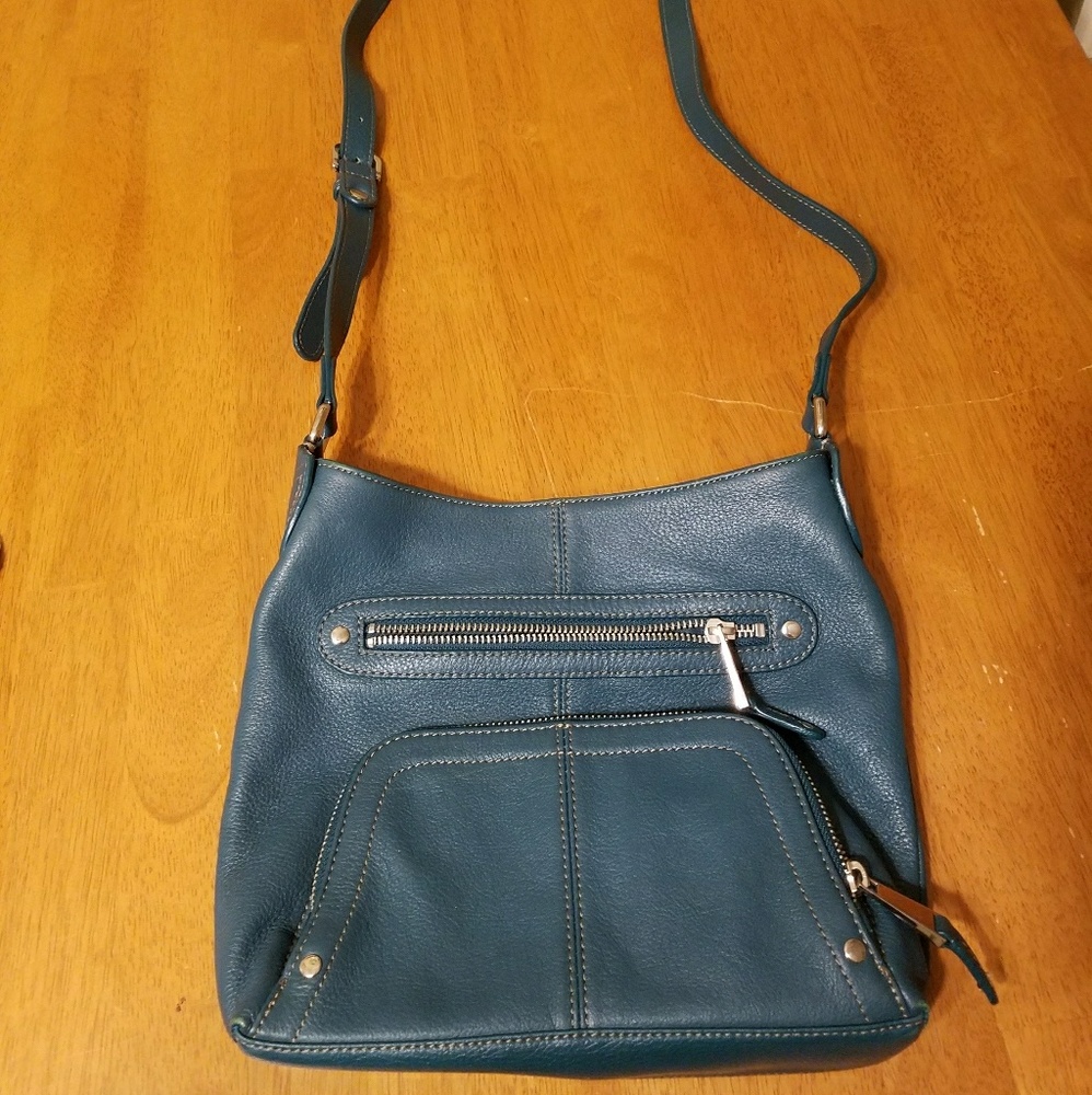 Green leather crossbody